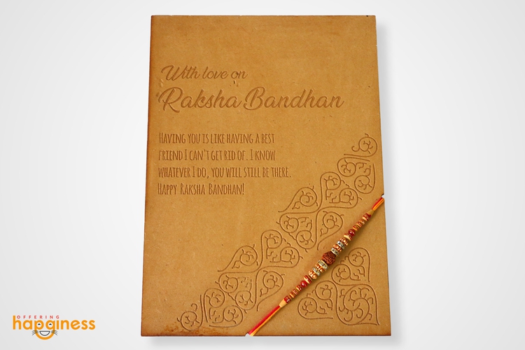 Holy Rudraksha Rakhi with Wooden Card