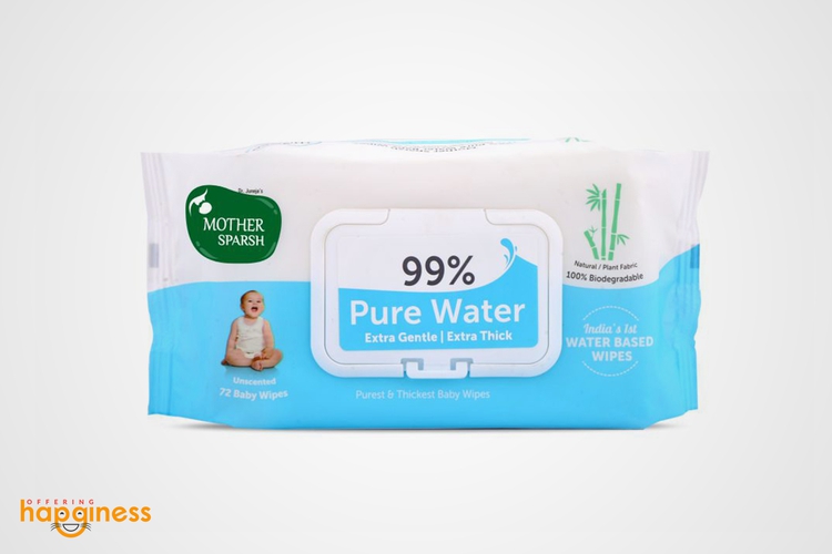 Mother Sparsh 99% Water Wipes (72 Unscented Baby Wipes)