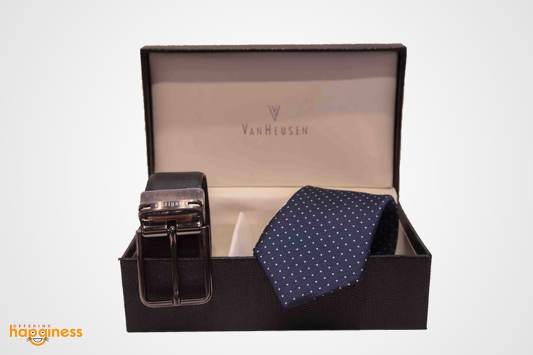 Van Heusen Blue Printed Tie with Belt (Planet Fashion)