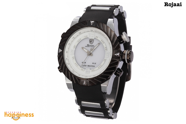 Goblin Shark White Racing Wristwatch