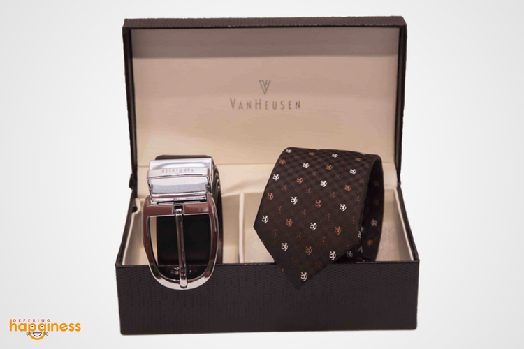 Van Heusen Brown printed Tie with Belt (Planet Fashion)
