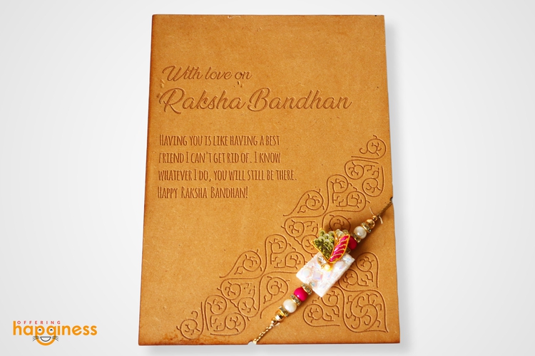 Peacock Rakhi with Wooden Card