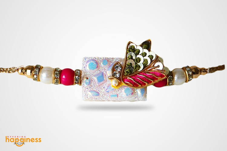 Peacock Rakhi with Wooden Card