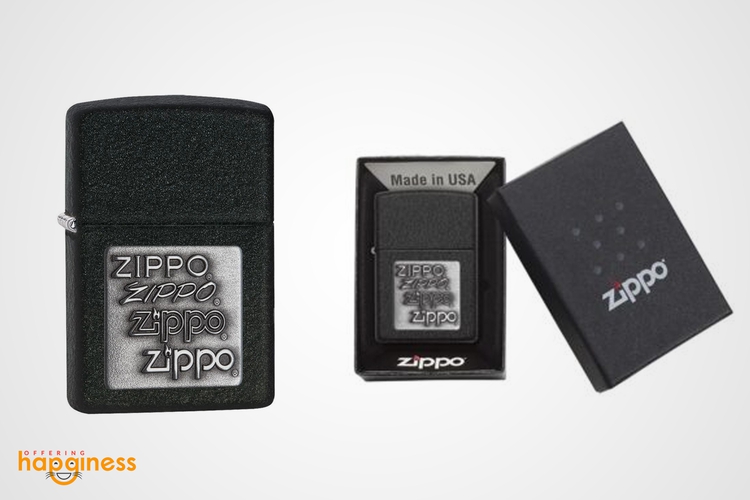 Black Crackle Silver Zippo Logo
