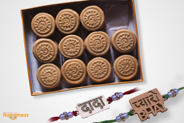 Set of 2 Customise Rakhi with Pawan Peda