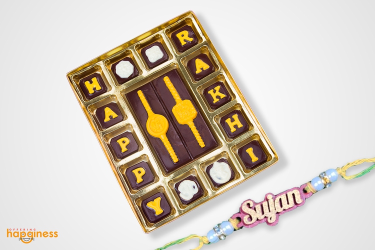 Named Rakhi with Customised Chocolate