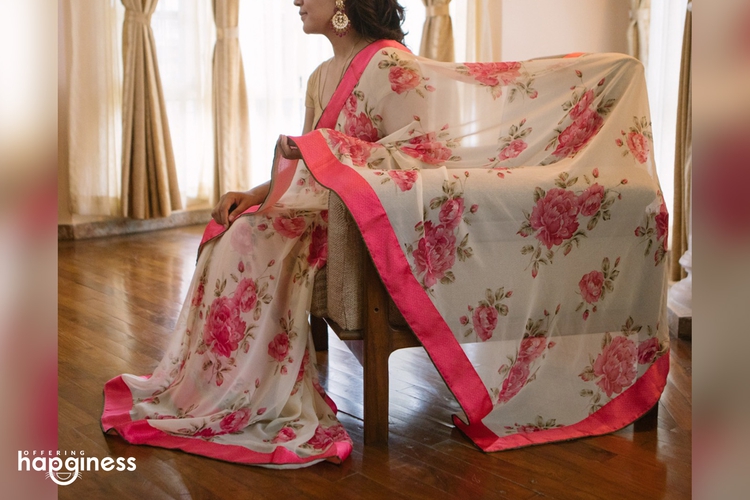 Floral Print Georgette Saree