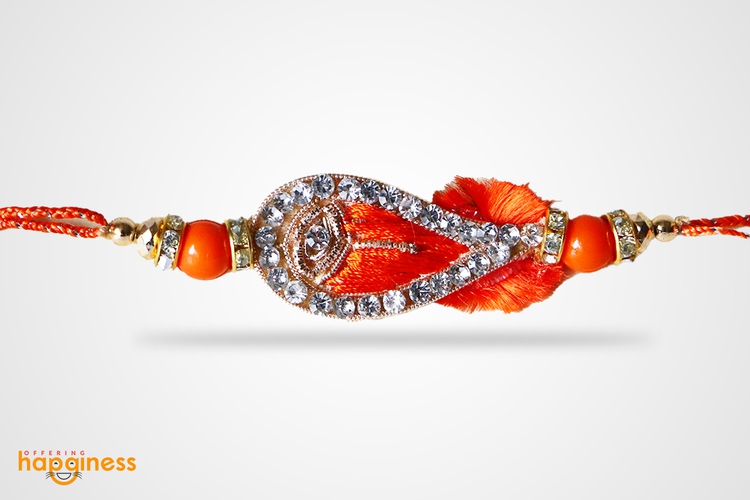 Orange Zardozi Rakhi