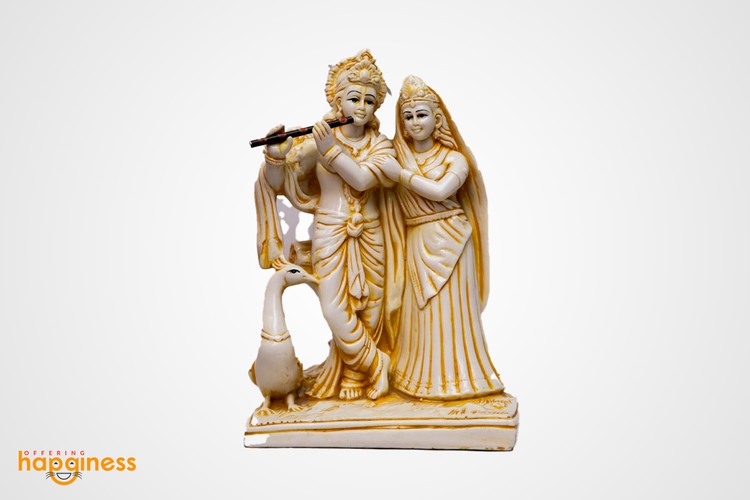 White Radha Krishna Statue