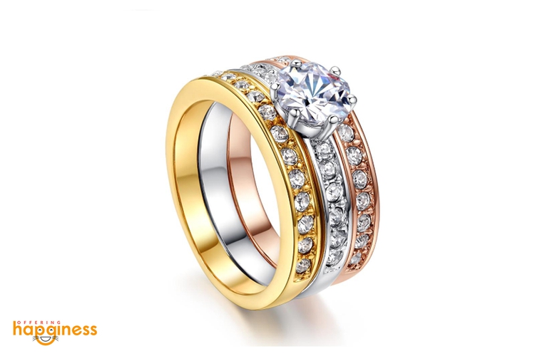 Austrian Crystal Trio Ring Set