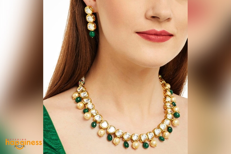 Kundan and Moti Necklace and Earring Set