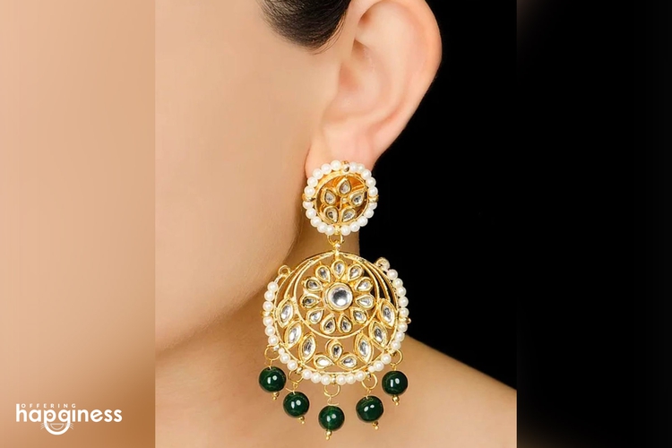 Ivory and Green Floral Earrings