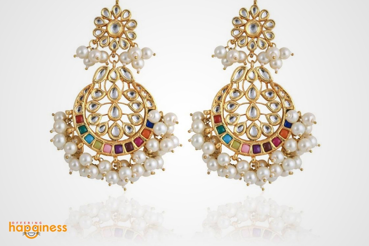 Kundan and Pearl Brass Drop Earring