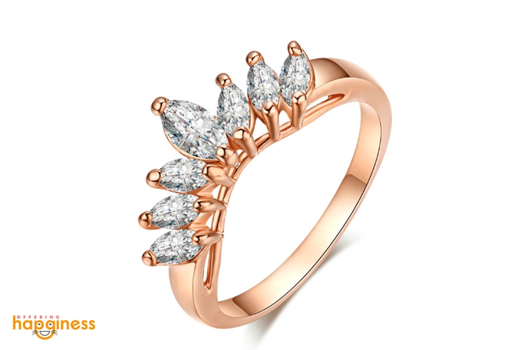 Olive cut CZ Crown Ring
