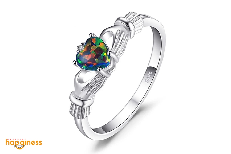 Fire Opal Claddagh Ring