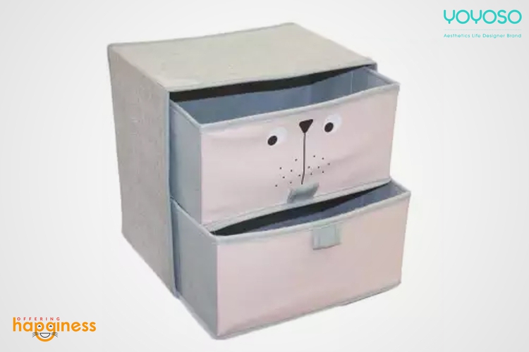 YOYOSO Pink Linen Portable Storage Box