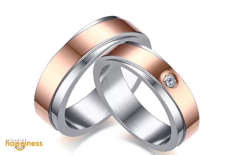 Rose Gold Plated His and Her Wedding Band
