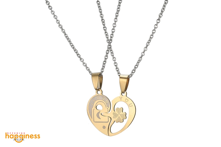 Love Heart Lock Couple Necklace