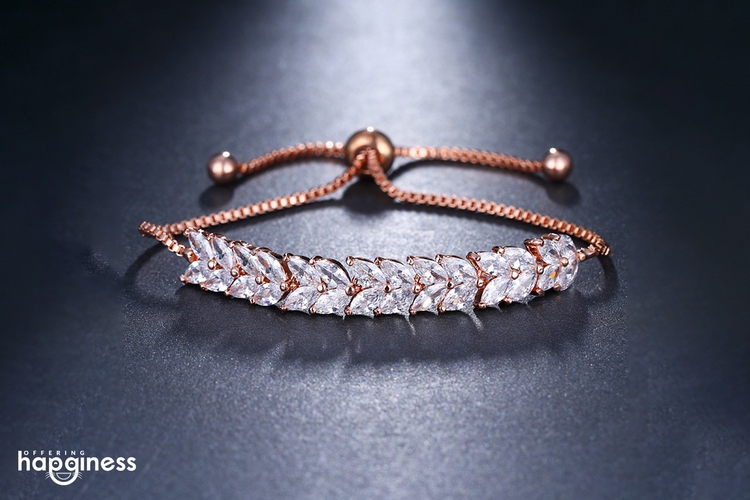 Floral CZ Adjustable Bracelet