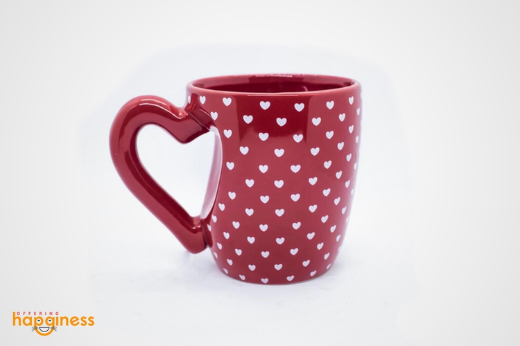 Red With White Heart Cup