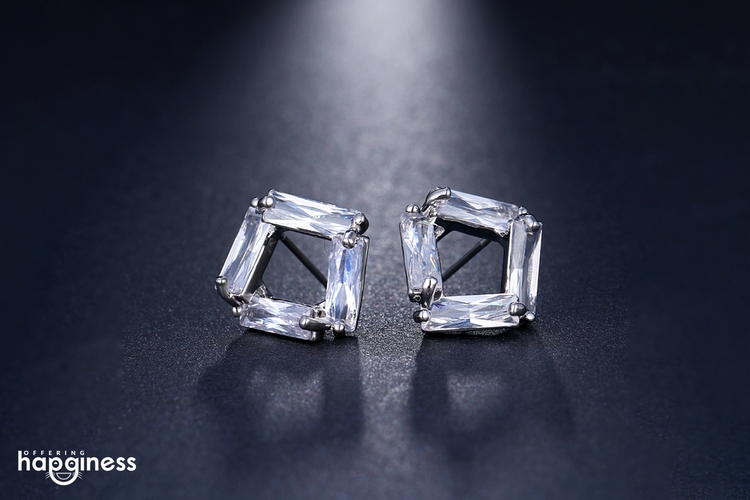 Exquisite CZ Platinum Plated Earrings