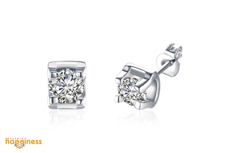 Silver Plated Stainless Steel CZ Earrings