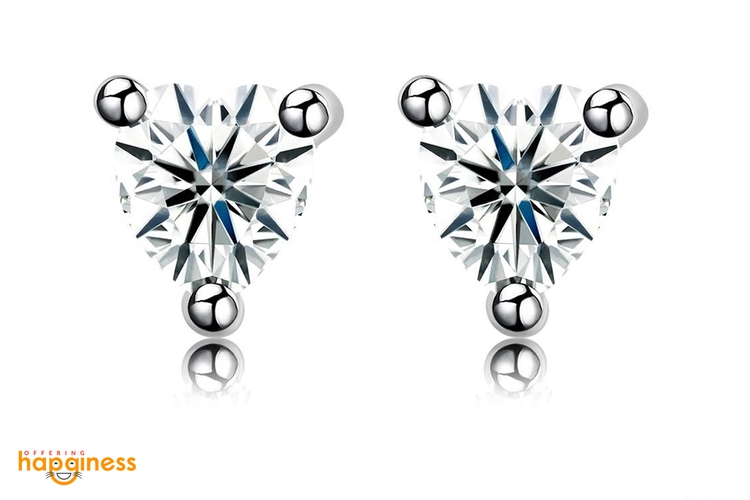 Tiny Heart CZ Stud Earrings