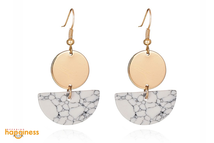 Trendy Faux Stone Semi Circle Earrings