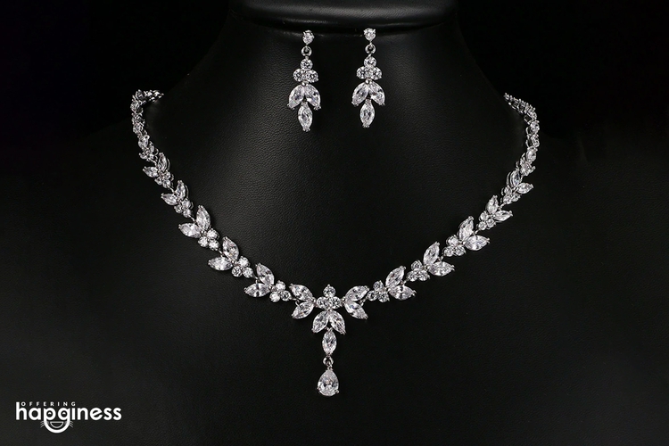 Exquisite Floral CZ Jewelry Set
