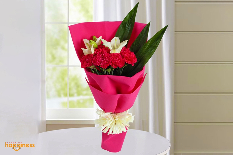 Claasy Carnation Liliy Cone Bunch