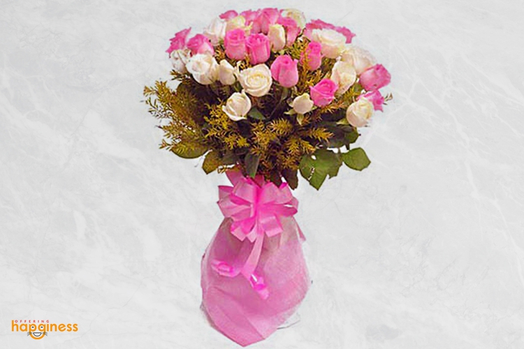 Pink And White Rose Bunch