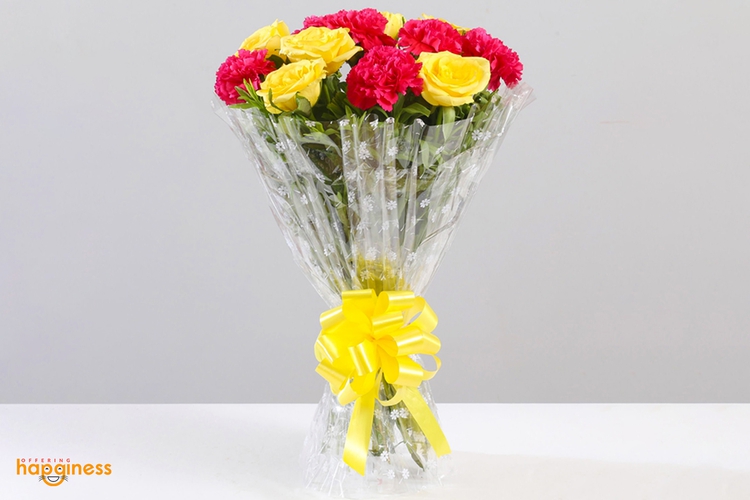 Carnation And Roses Bunch
