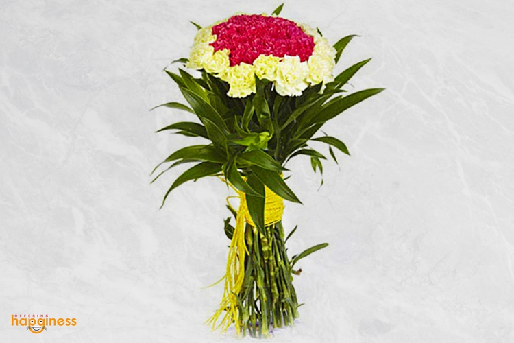 Classic Carnation Leaves Bunch