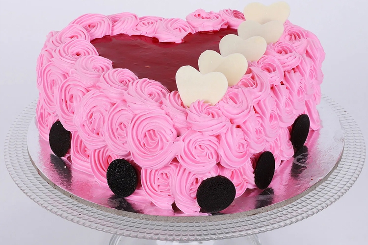 Pink Floral Heart Cake