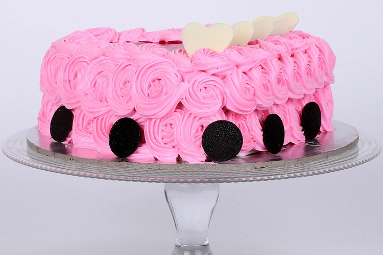 Pink Floral Heart Cake