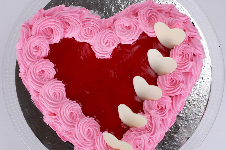 Pink Floral Heart Cake