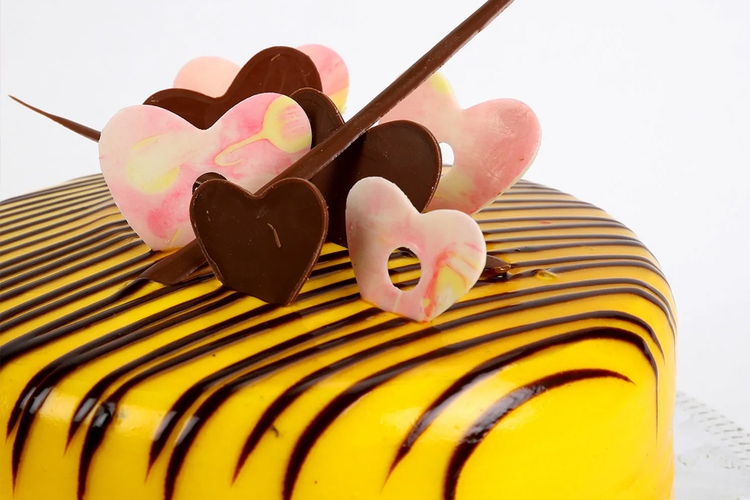Striped Hearts Vanilla Cake